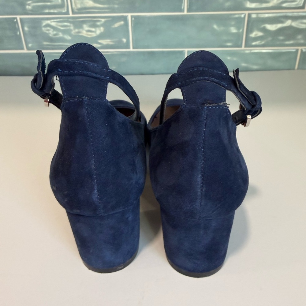 Steve Madden Navy Blue Suede Block Heel Ankle Strap Pumps, “Vassie” Size 7.5. - Picture 5 of 6